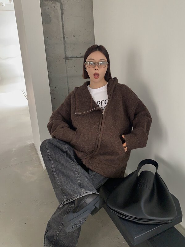 【DTU】Hooded zipper personalized slim knitted cardigan 33222# LSL