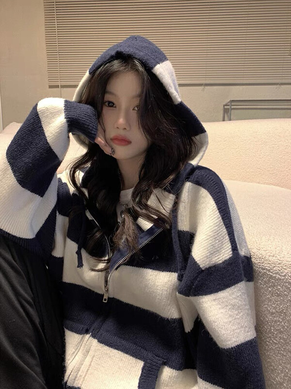 【BY】Striped hooded drawstring jacket 0278# HJY