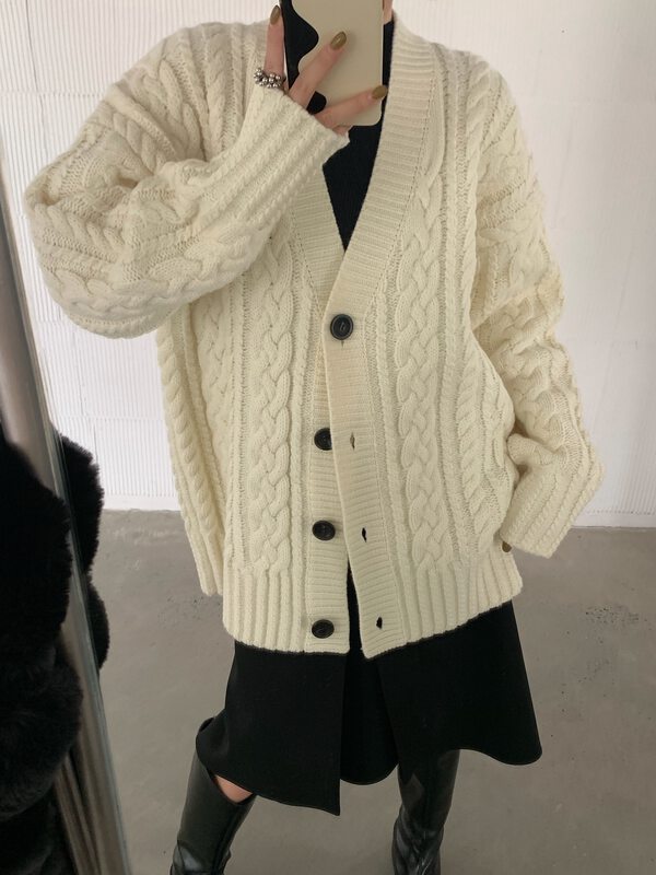 [DTU] v-neck loose single-breasted short jacket 33249# LSL
