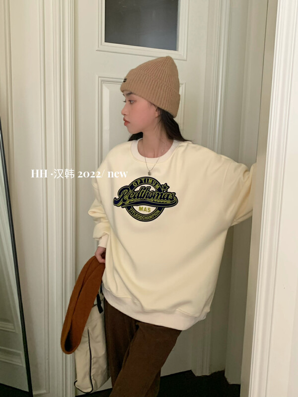 New for winter!【HH &MISS LAI】Comfortable sweater with round neck and fleece 472# L