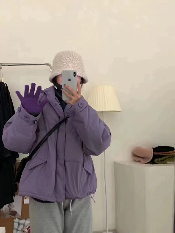 【I-D】Korean style all-match hooded warm down jacket (90% white duck down) 9033# L