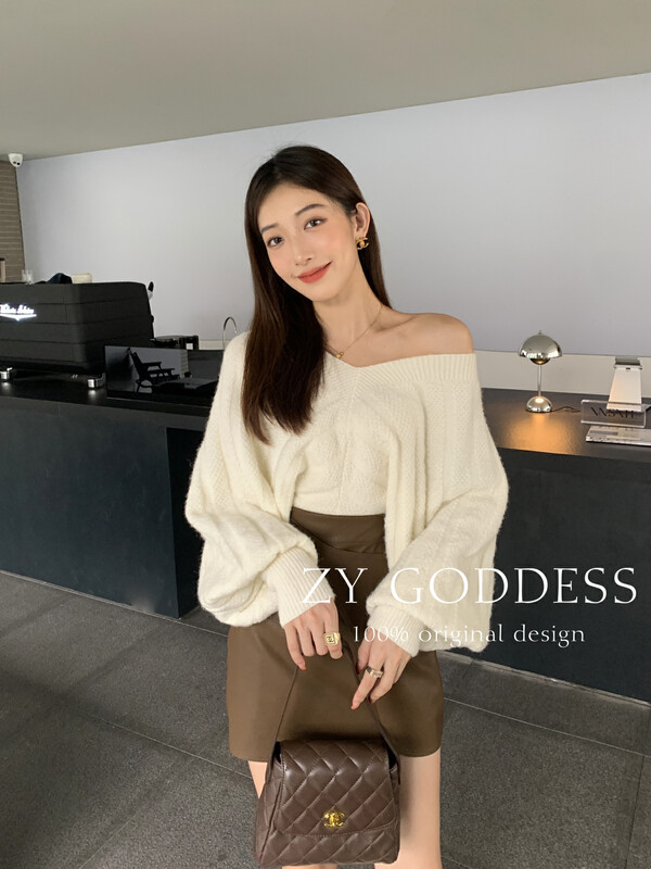Original price 98.99! 【ZY】Australian merino wool large V-neck heart machine open back strappy sweater sweater ((36 wool word-of-mouth strong recommendation)) YS1-S81# JHY