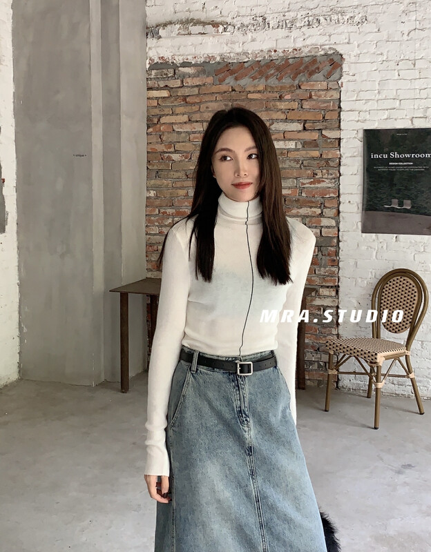 [MRA] All-match simple high-necked slim bottoming sweater KU229