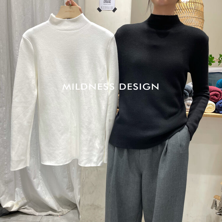 【MILDNESS】Andy Velvet Stand Collar Plus Velvet Thick Knitted Sweater Knitted Sweater 88149