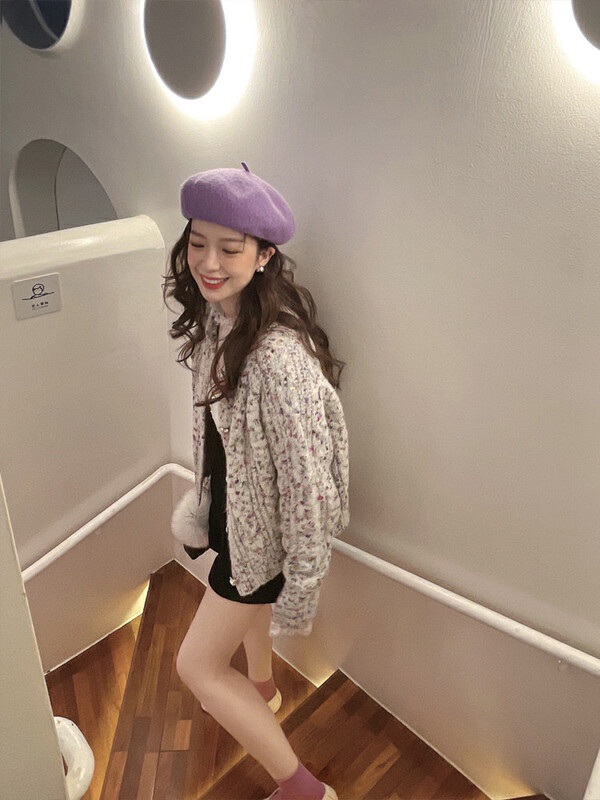 【WGWE】Korean style lazy style rainbow icing retro knitted cardigan 3110# FHX