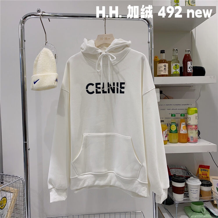【HH &MISS LAI】Hooded letter print comfortable sweater 492# L