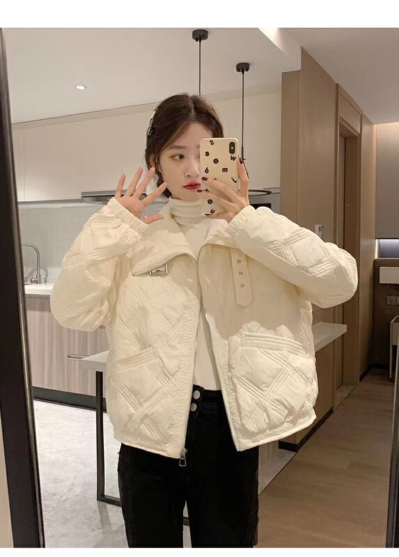 【I-D】Korean style all-match lapel rhombus warm down jacket (including 90% white duck down) R9051# L