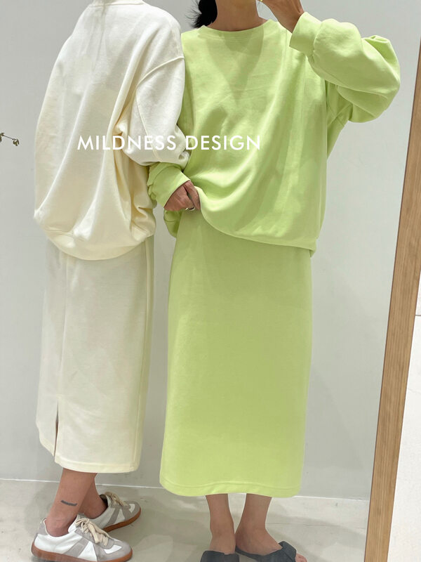 Original price 43.99! 【MILDNESS】piqué elastic waist solid color skirt A062-1
