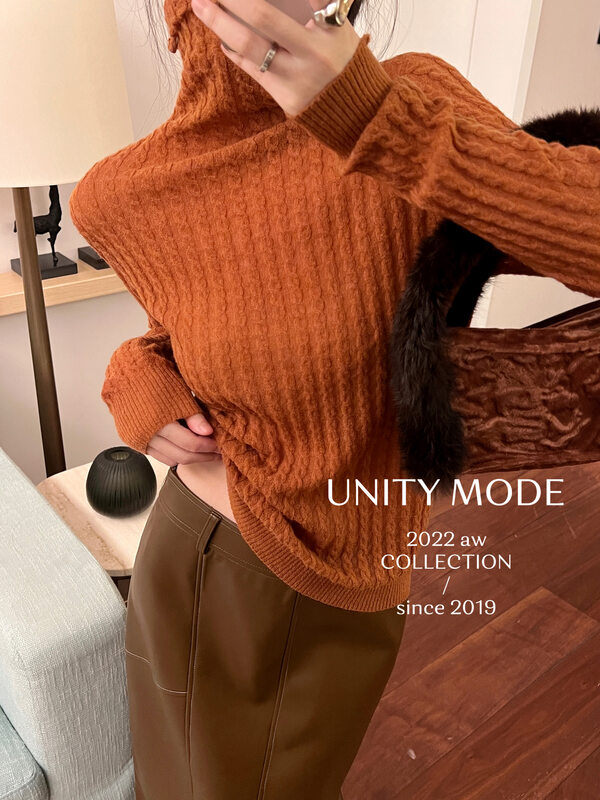 [UNITY] Stretch slim winter warm bottoming shirt women's multi-color turtleneck wool sweater UNF281017# CQW