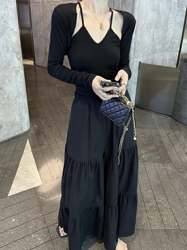 New in autumn! 【WGWE】Slim fit thin vest + knitted shawl two-piece suit 2533# FHX