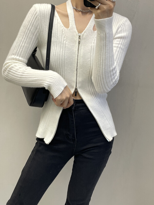 【WGWE】Slim fit pure desire style collarbone hollow shirt 3048# FHX