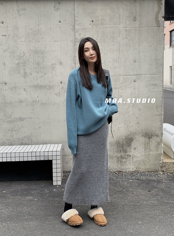 【MRA】Winter warm straight thin mink skirt SP82# CQW