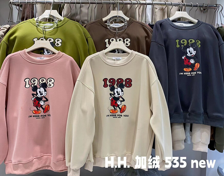 【HH &MISS LAI】Casual Simple Letter Cartoon Mickey Sweatshirt 535# L