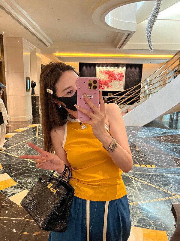 [WGWE] Contrasting color round neck halter vest/sling 2353# FHX