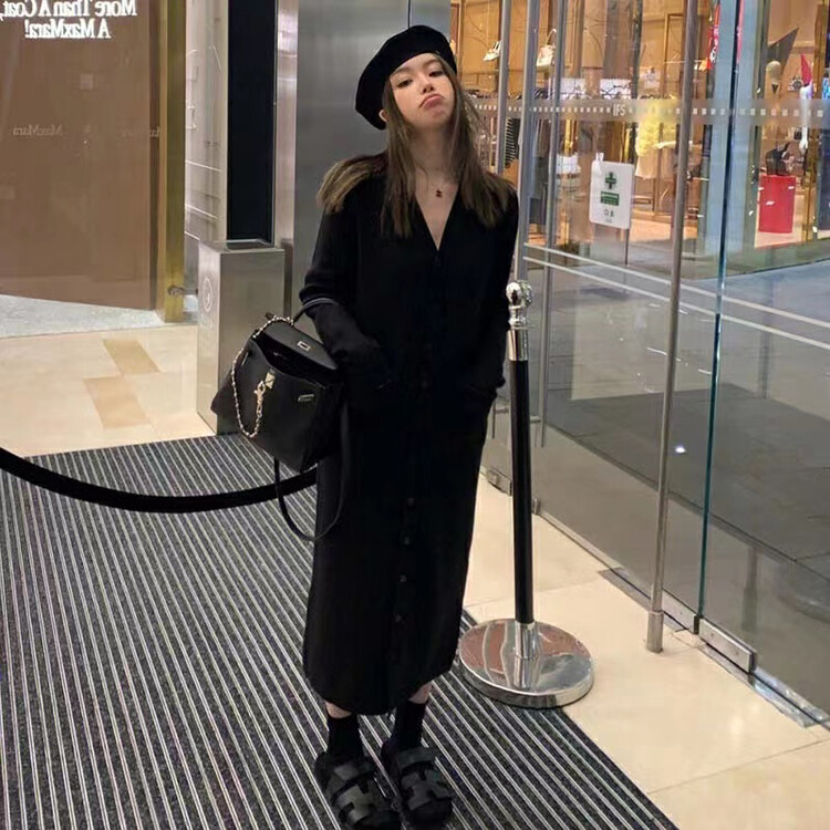 【ARE STUDIO】Simple all-match v-neck knitted dress 92662# OZQ