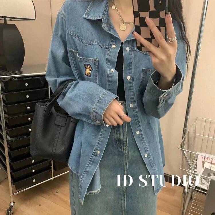 New for winter!【I-D】Korean style all-match embroidered shirt Y2003# L