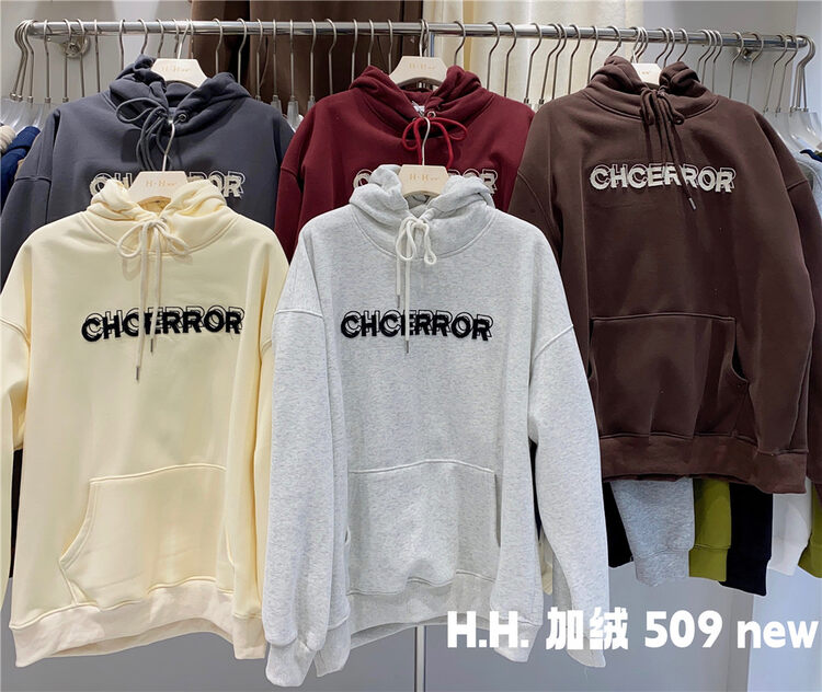 【HH &MISS LAI】Hooded plus fleece comfortable all-match sweater 509# L