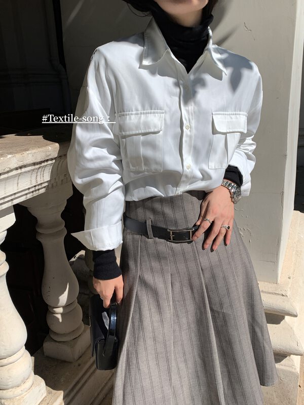 [UNITY] Autumn and winter long-sleeved top women's fashion foreign style fashionable white shirt Q18020# CQW