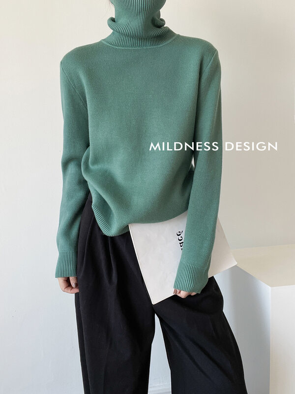 【MILDNESS】Core-spun yarn plus velvet thickened turtleneck sweater sweater 642