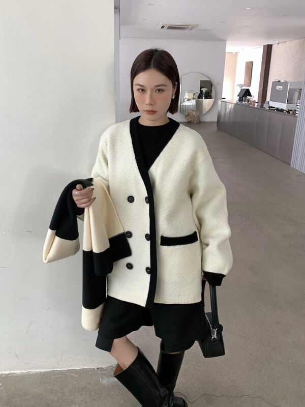 【DTU】Double-breasted color-blocking foreign-style fashion short jacket (inner liner is not removable) 52509# LSL