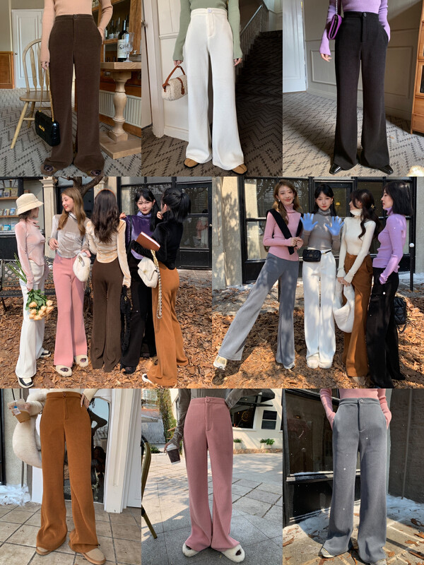【ZY】Imported European cotton velvet all-match Jindian slightly spicy mopping pants wide-leg pants casual pants 28195# JHY