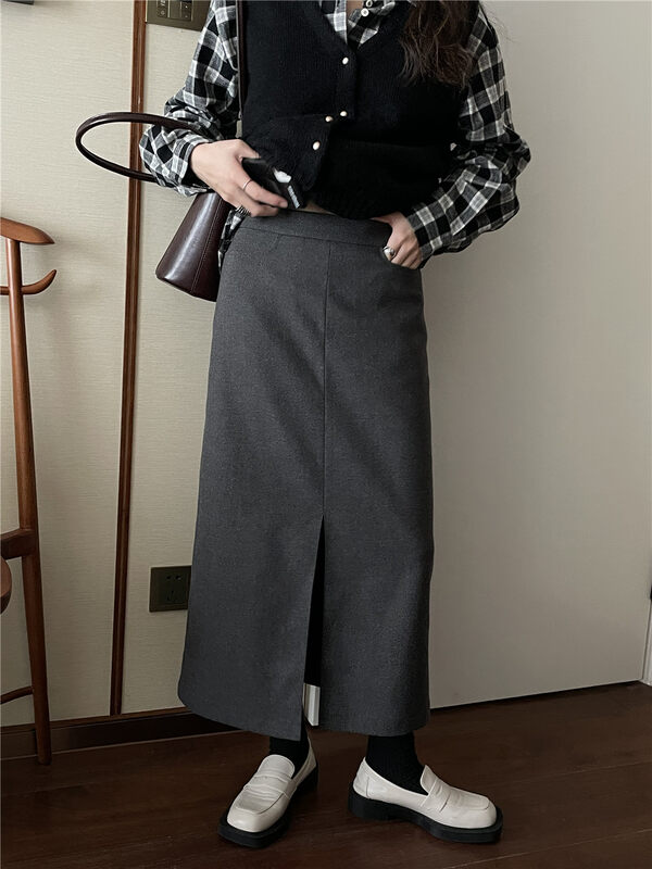 【TN】Look thin all-match slit skirt T5147# CLS
