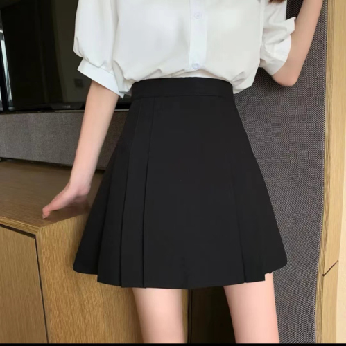 Real shot-2023 new pleated skirt design sense niche high waist skirt pleated skirt small A-line skirt