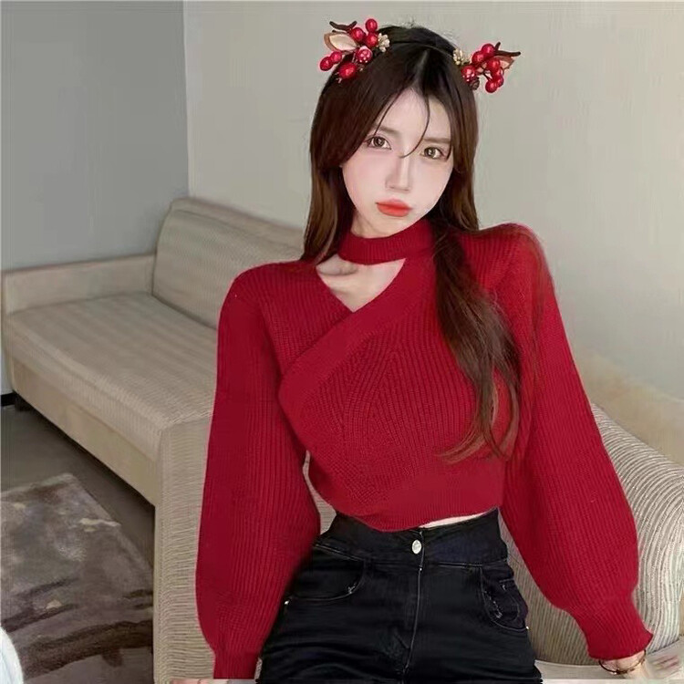 【I-D】Korean style temperament hollow warm sweater 3323# L