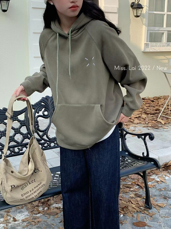【HH &MISS LAI】Comfortable all-match pullover plus fleece sweater 3083# L