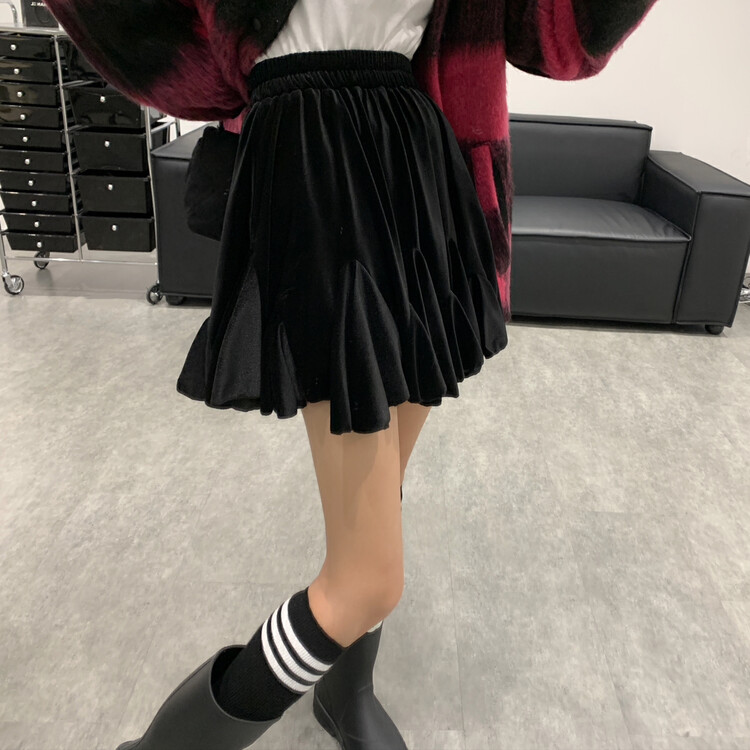 【VANESSA】High Waist Pleated Slim Skirt YS1-8309# OZQ