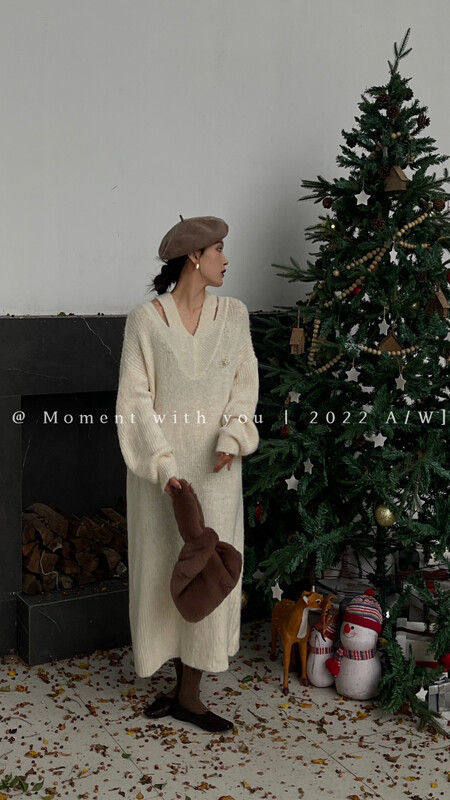 【MOMENT WITH YOU】Simple solid color mid-length dress DB066# LSW
