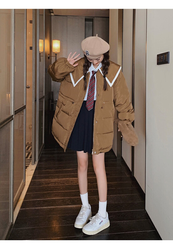 【L.L STUDIO】Salt and Sweet Retro Preppy Doll Collar Down Jacket (Contains 90% White Duck Down) 78528# PCZ