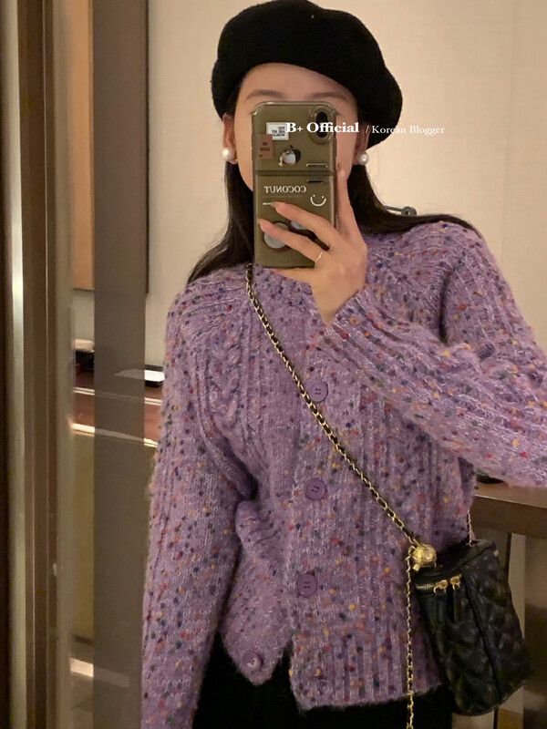 【B plus】Korean simple special yarn sesame point thickened sweater 22-8571-2
