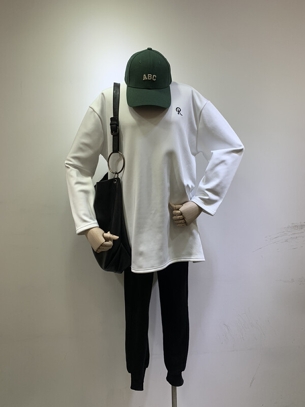 【9319】Plus velvet embroidery loose all-match long-sleeved T-shirt A200# L