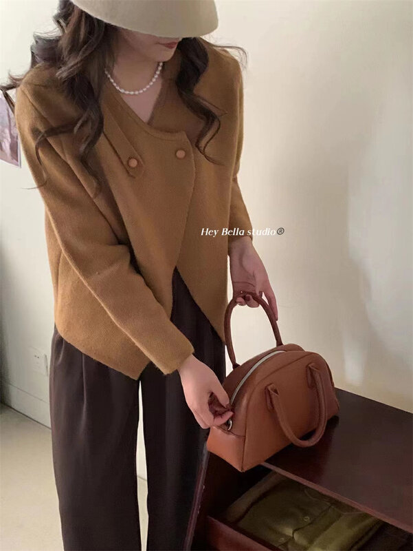 【HEY BELLA】Pure color comfortable all-match slim knitted cardigan B9915# L