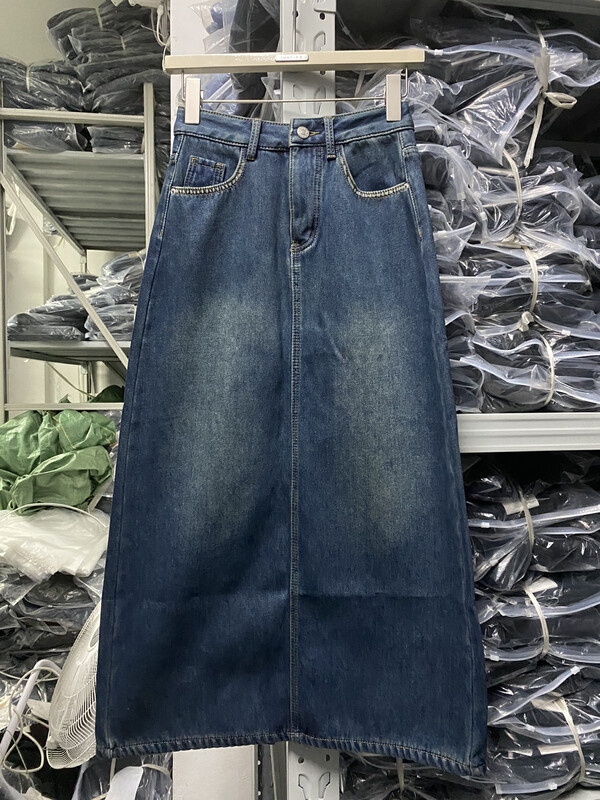 [JIAJIATMMT Muli] Korean style high waist slit thick velvet denim skirt 6137# L
