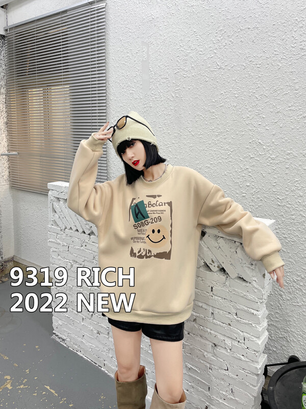 Original price 39.48! 【9319】Smiley print loose sweater 66003# L