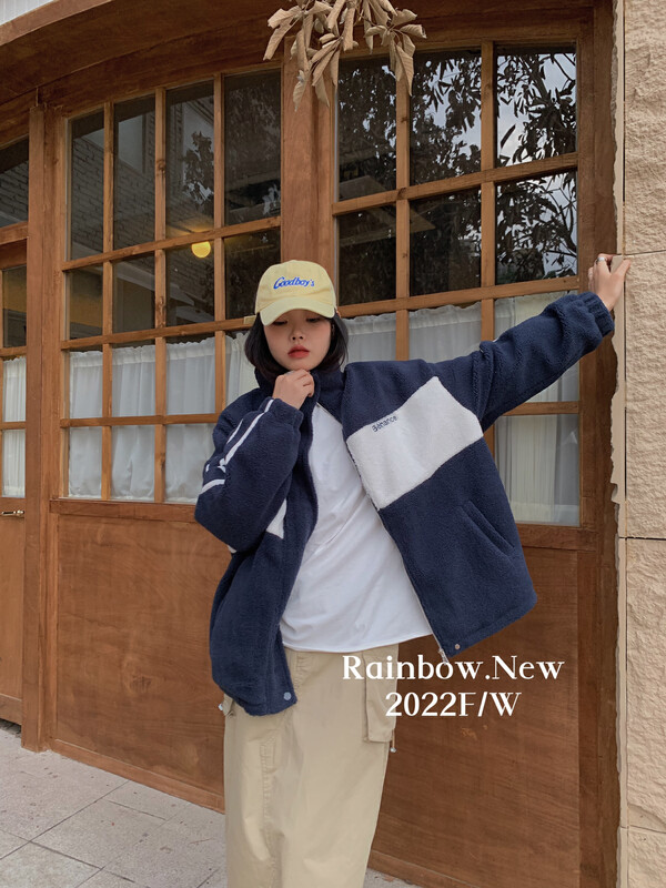 【RAINBOW】New Korean style simple temperament high-grade lamb wool short coat (loose casual lazy polar fleece) 09168# FHX