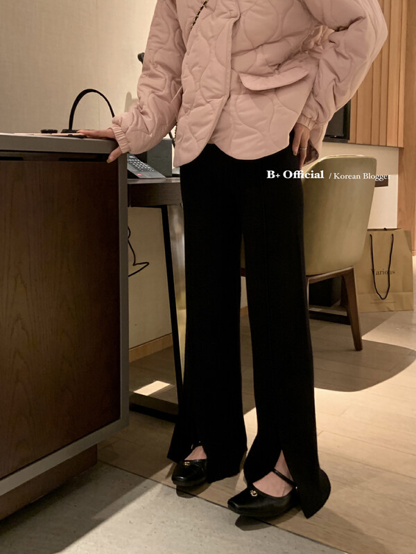 [B plus] simple and thin all-match casual slit casual pants 22-8682-2