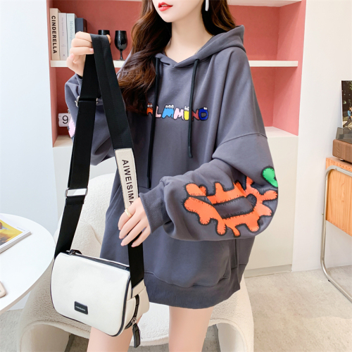 Real shot autumn Korean version loose Huamian composite milk silk mid-length large size women's thin section sweater women