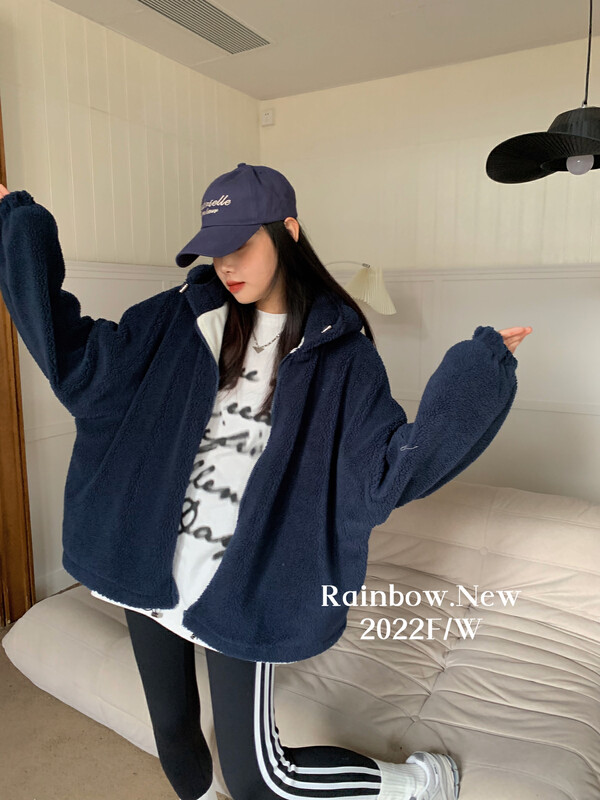 Original price 123.95! 【RAINBOW】Explosive style candy color plush hooded short jacket (thickened and fleece) 12573-1# FHX