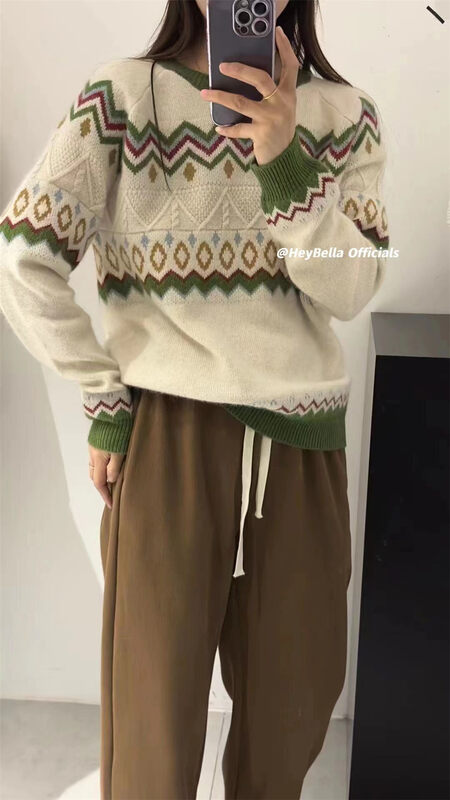 【HEY BELLA】Korean style Lingge fashion pullover all-match warm sweater (sweater only) B9931# L