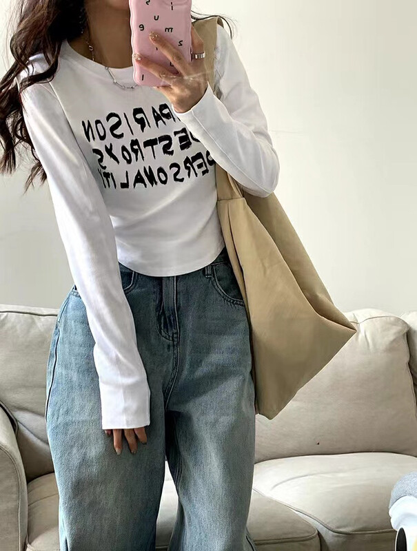 [RAINBOW] Explosive style early winter with letter American shirt 08570