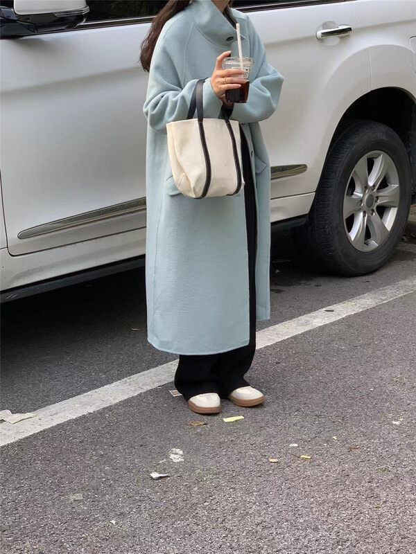 【ARE YOU】Single-breasted high-necked comfortable all-match wool coat (100% wool) 2221# L