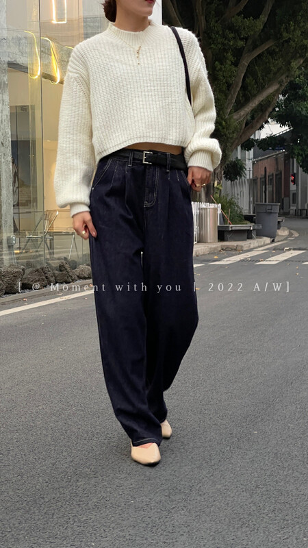 【MOMENT WITH YOU】Straight-leg high-waisted brushed wide-leg jeans DH005# LSW