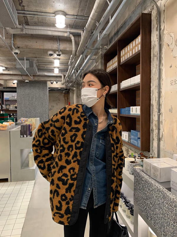 Original price 107.99! 【RAINBOW】Explosive color contrasting color leopard print internet celebrity warm cotton jacket 06185# FHX