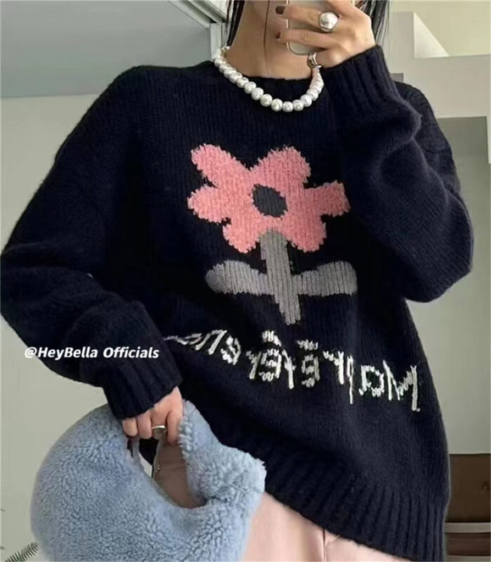 【HEY BELLA】Korean style flower fashion warm sweater B9849# L