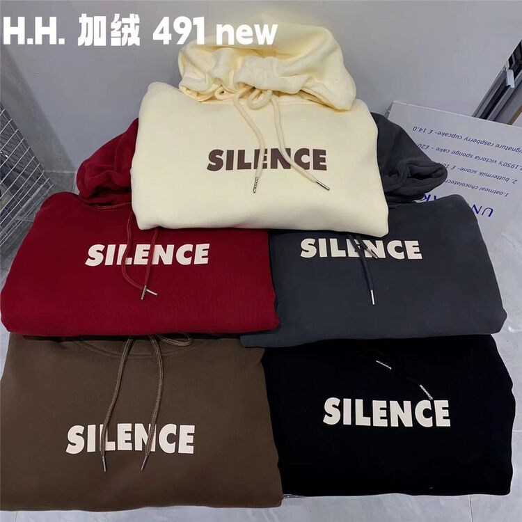 【HH &MISS LAI】Hooded letter print comfortable pullover sweater 491# L