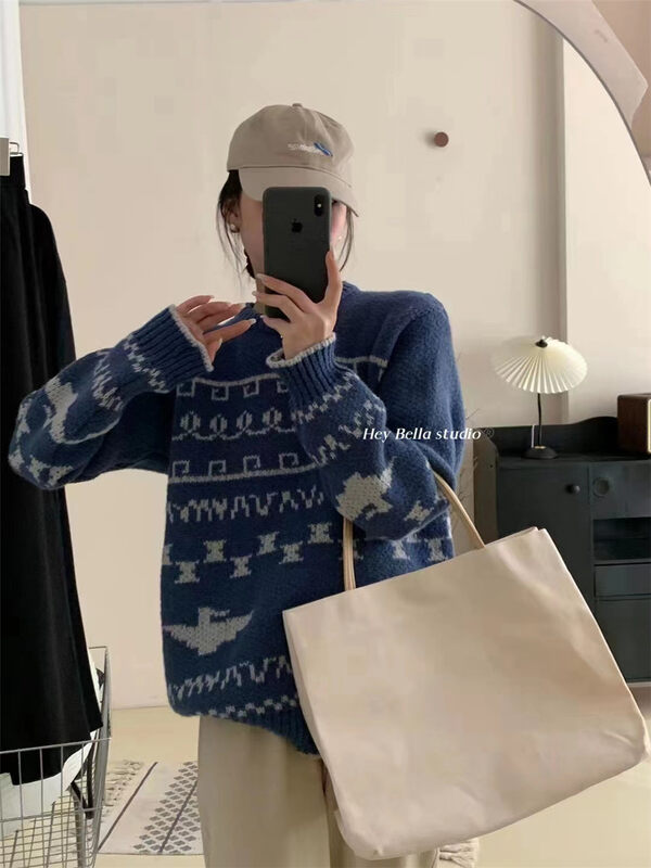 【HEY BELLA】Korean round neck pullover comfortable warm sweater (sweater only) B9955# L
