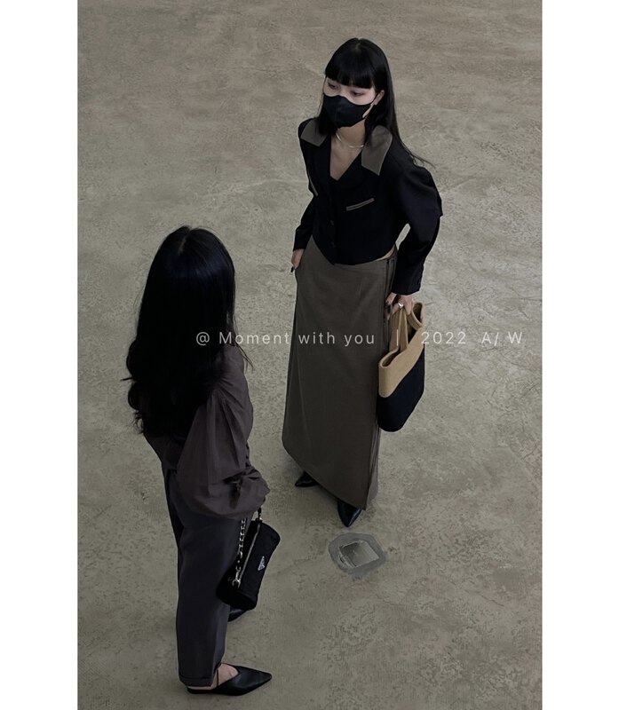 New in early autumn!【MOMENT WITH YOU】Korean version mid-length commuter skirt J017# LSW